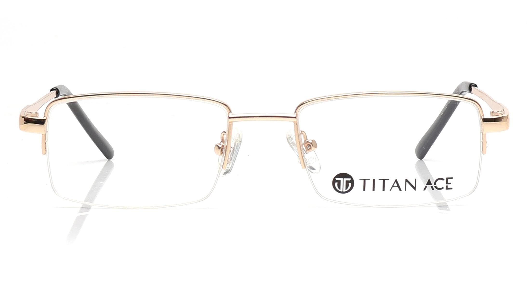 Ace by Titan TA00131UHM1MGLV | 51 Gold Rectangle Eyeglasses for Men and Women