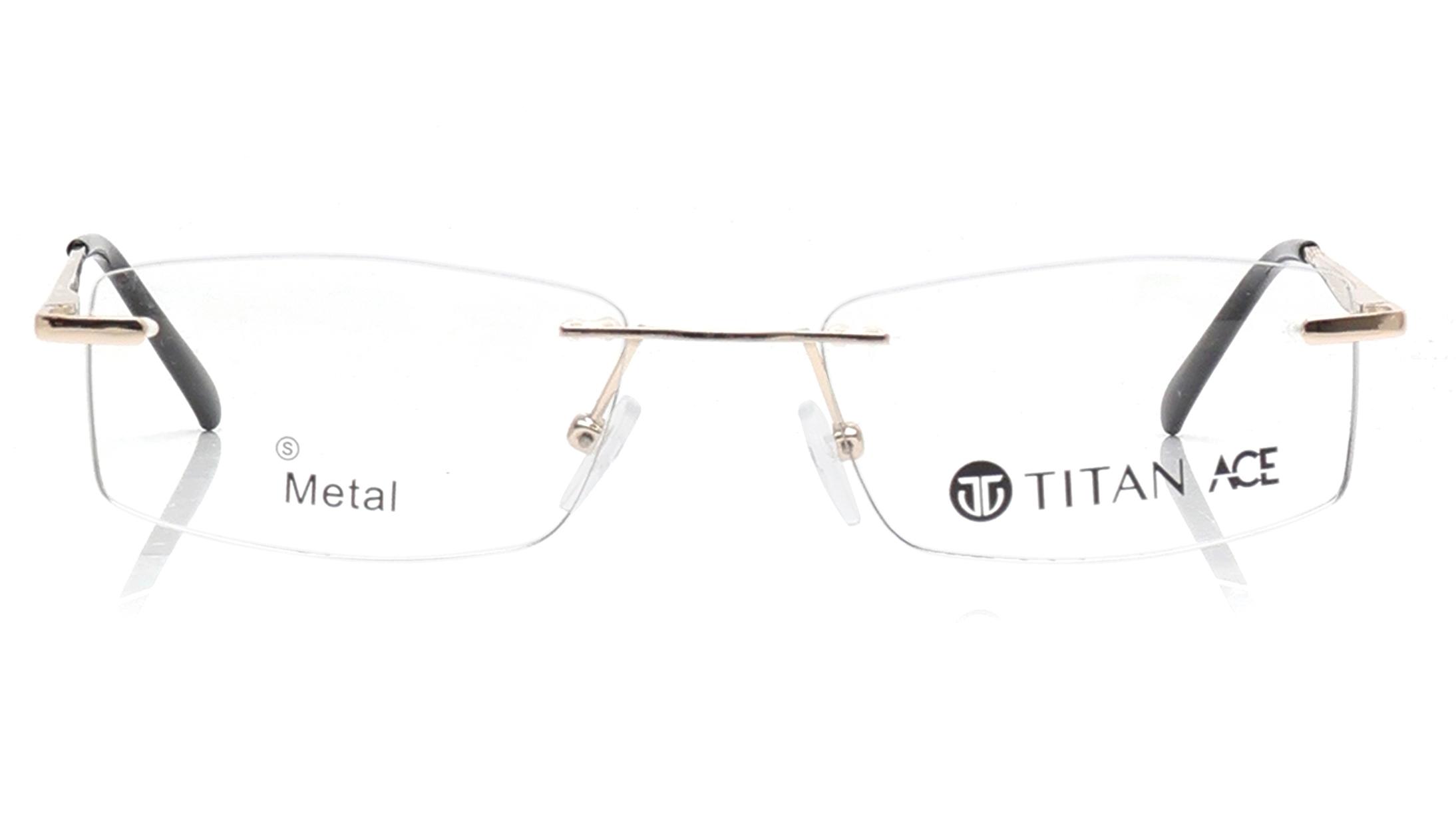 Ace by Titan TA00133URM1MGLV | 53 Gold Rectangle Eyeglasses for Men and Women